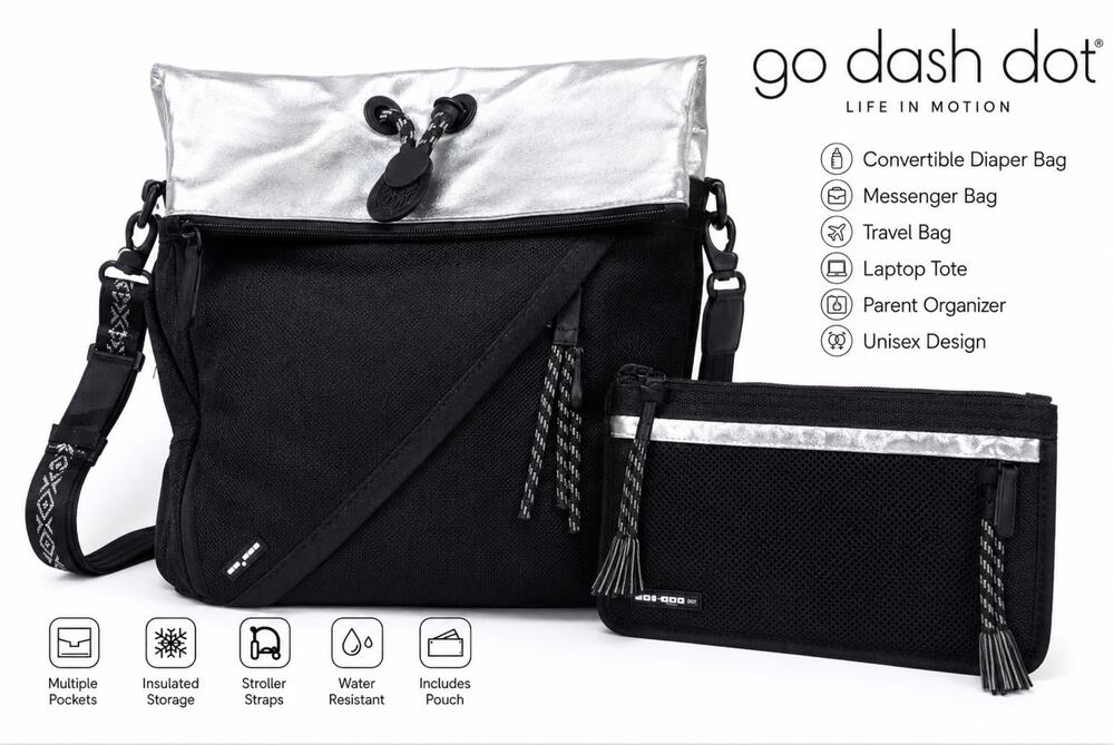 Go Dash Dot Convertible Messenger Diaper Bag Laptop Travel Tote Organizer